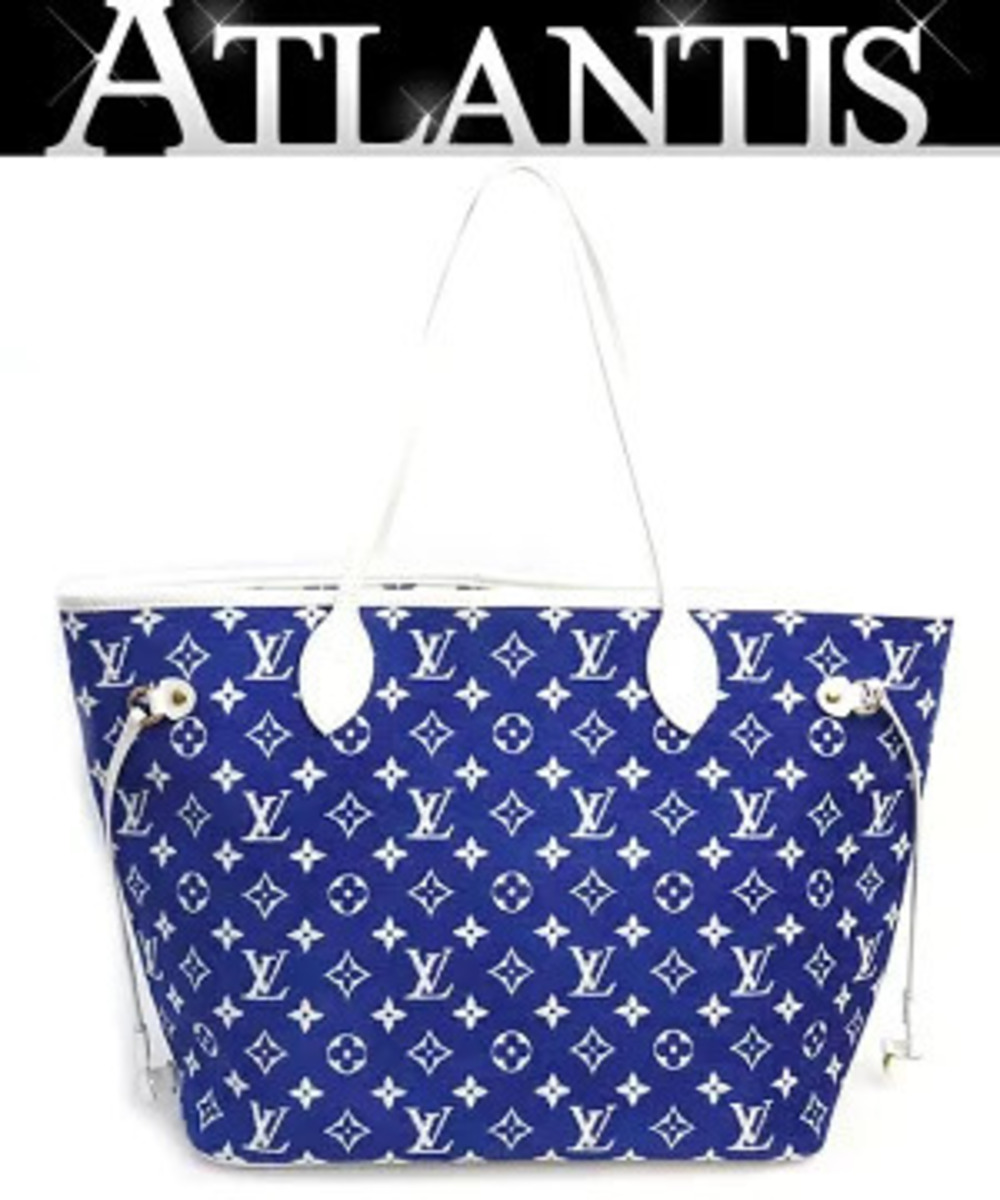 Louis Vuitton Neverfull Brefort Match Tote Bag Monogram Jacquard Velvet Blue